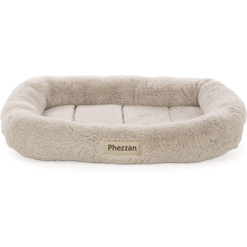 Phezzan Pet cushions Plush Bolstered Pet Crate Mat | Cushioned Foam & Non-Skid Bottom
