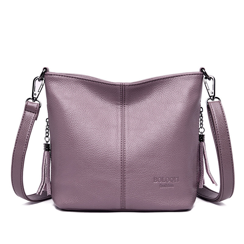 Borsa femminile nuova borsa femminile di mezza età versione coreana della borsa a secchiello nappa selvaggia borsa a tracolla semplice a tracolla