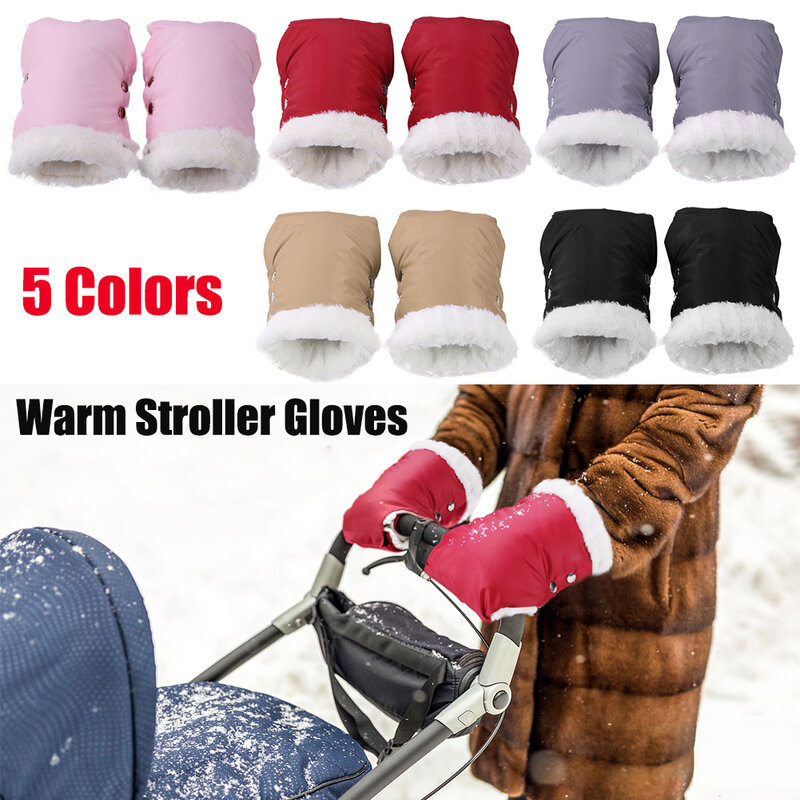 2pcs Winter Warm Stroller Gloves Waterproof Gloves Pram Accessory Stroller Mitten Winter Warm Gloves pram hand muff Mitten baby