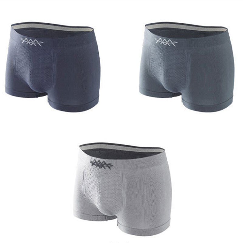 Men's Boxers Bulge Pouch Underpants High Elasticity Comfortable Elastic Mid-waist Seamless 5D Honeycomb Boxershorts underwear