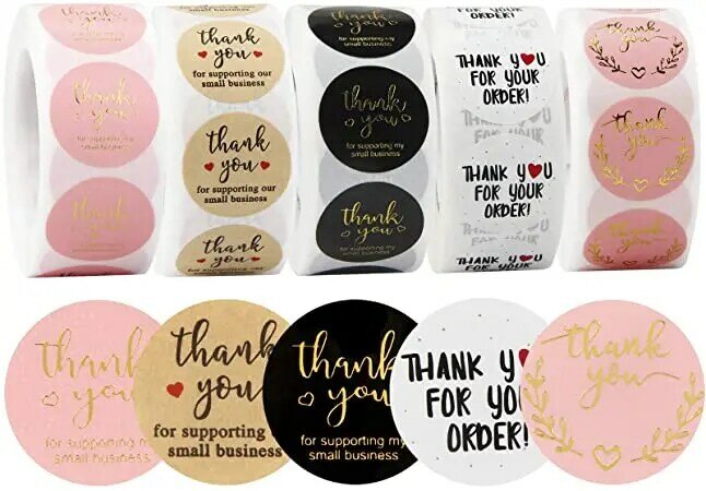 Thank You Stickers Small Business Thank You Stickers Labels for Envelopes, Bubble Mailers and Gift Bags Pack 4