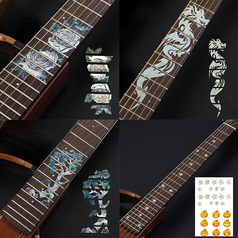 1pc guitarra fingerboard pvc decalques decoração para guitarra fretboard adesivos