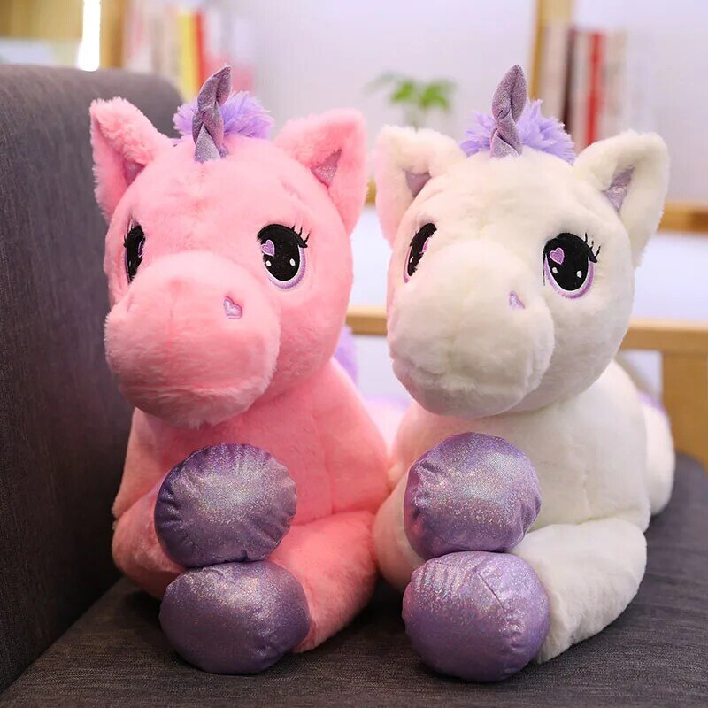1 Buah Mainan Mewah Unicorn Ukuran Raksasa 60-110Cm Boneka Unicorn Kartun Isi Lembut Kuda Hewan Kualitas Tinggi Hadiah Ulang Tahun Natal untuk Anak-anak
