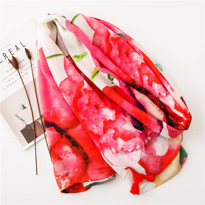 Neue Mode Handmade Muslimischen Große Blume muster Schal Arabischen Lange Schal Weddig