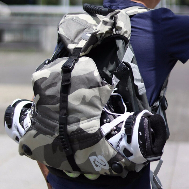 Outdoor Inline Skates Backpack Roller Skates Shoes Carry Rucksack Skating Boots Knapsack Lightweight Double Shoulder Bag HW274