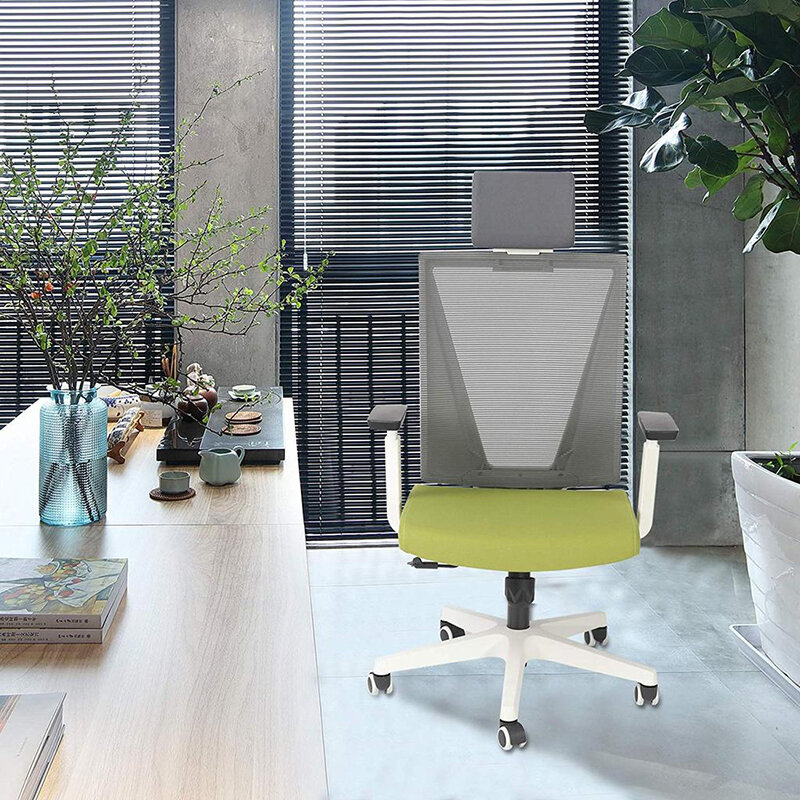 Silla giratoria de espalda media para escritorio de oficina, sillón con brazo para oficina y ordenador, color naranja y negro