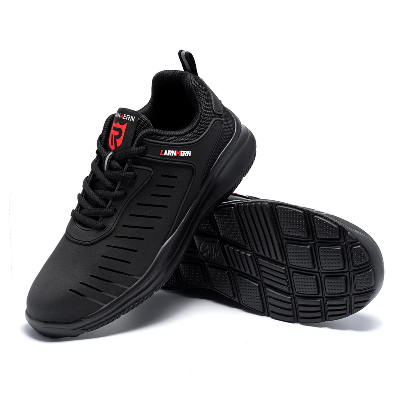 LARNMERN-zapatos de seguridad con punta de acero para hombre, zapatillas de trabajo ligeras, transpirables, antideslizantes, para construcción