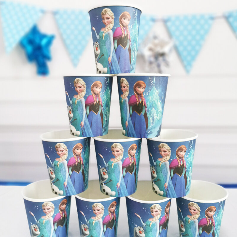Ensemble de vaisselle jetable de princesse Anna et Elsa de Disney, décorations de fête d'anniversaire pour enfants, fournitures de décoration pour réception-cadeau pour bébé