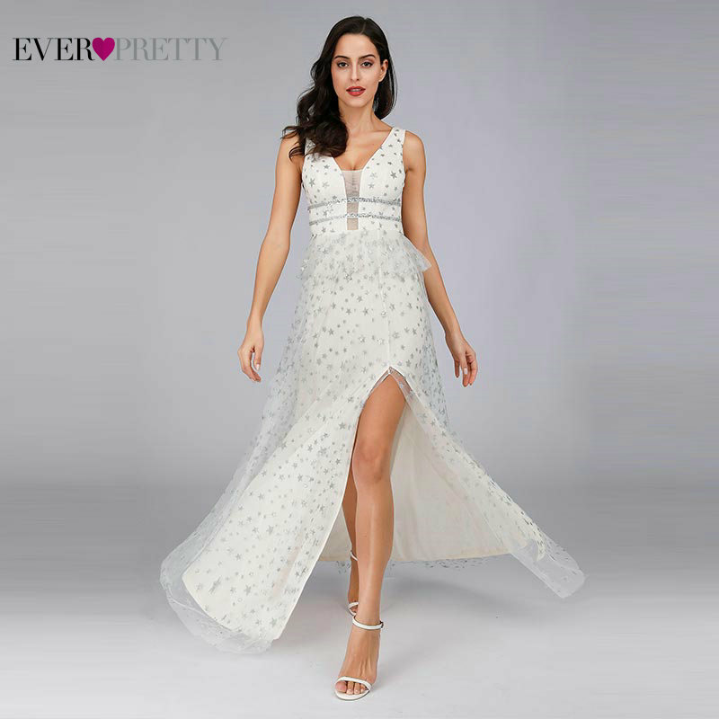 Robe Sexy Evening Dresses White Women Dress Long Elegant Party Prom Mermaid V Neck Sequined Maxi Formal Gown Вечерние Платья