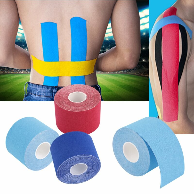 Rollo de cinta elástica de kinesiología para deportes, apoyo para lesiones de tensión muscular, ligero y transpirable, absorción del sudor, 5M x 5cm