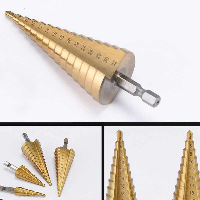 Foret étagé à tige hexagonale, 3-12mm 4-12mm 4-20mm, foret à cône étagé, foret à métal revêtu