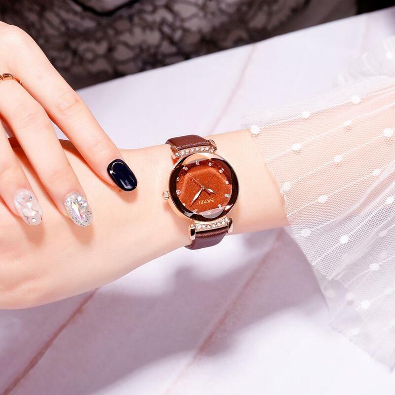 Skmei relógio de quartzo para mulheres, relógio da moda exclusivo para mulheres, pulseira de aço inoxidável, 3 barras, à prova d'água, 9188
