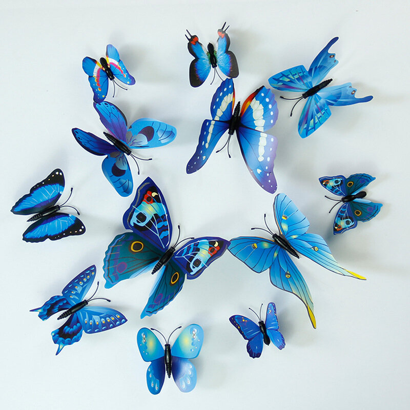 Nuovo stile 12 pezzi adesivo murale farfalla 3D a strato singolo sulla parete decorazioni per la casa farfalle per adesivi frigo magnete decorazione