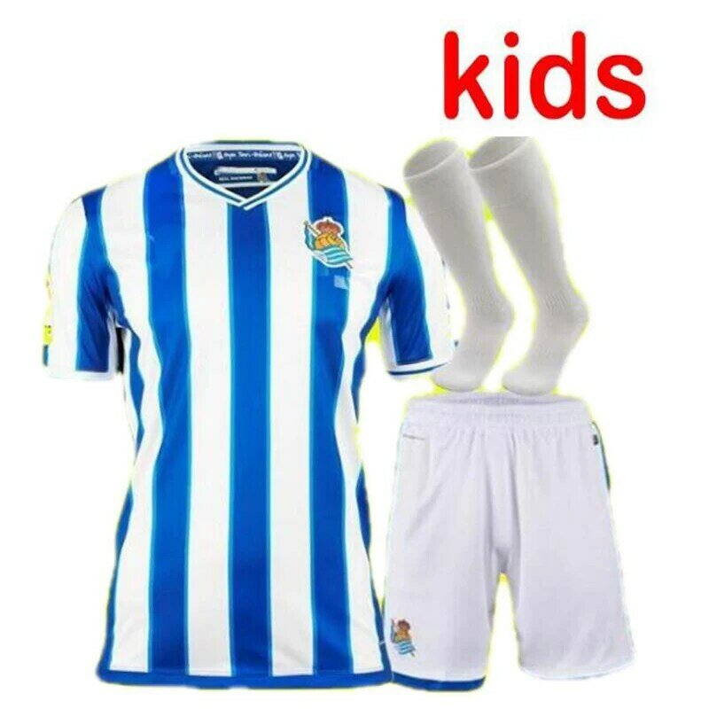 20 21 para real sociedad camisa casual 2020 2021 mermerino oyarzabal willian j crianças kit camisas de futbol