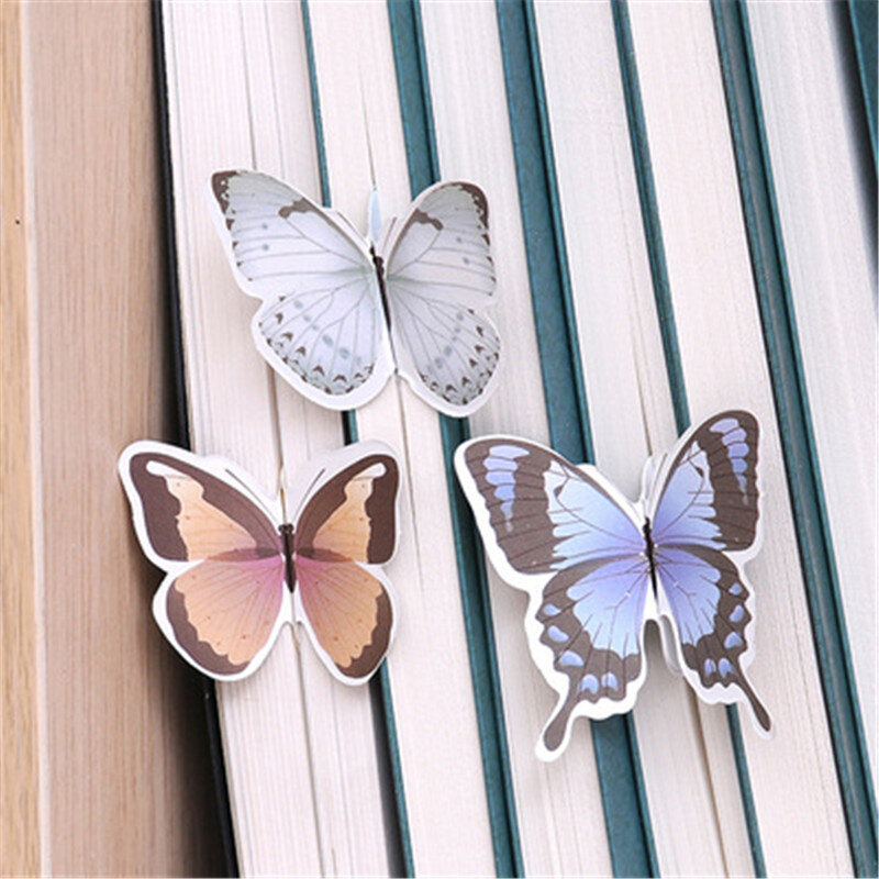 Marcapáginas con forma de mariposa para decoración de escritorio, marcapáginas de papel de dibujos animados de animales, regalo exquisito, 10 Uds.