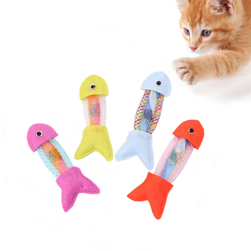 3 피스 물고기 모양 인터랙티브 장난감 부직포 Japonicum 작은 물고기 고양이 장난감 애완 동물 용품 탄력 애완 동물 놀이 장난감 키티 튜브