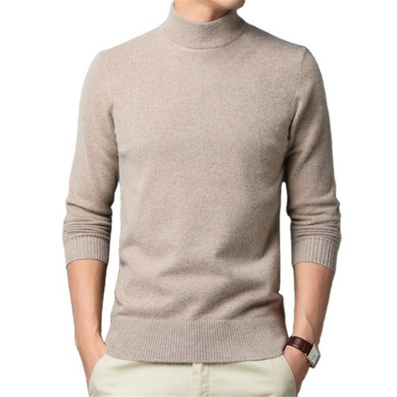 Мужской облегающий свитер, однотонный пуловер с ложным воротником, одежда для осени и зимы, 2022
