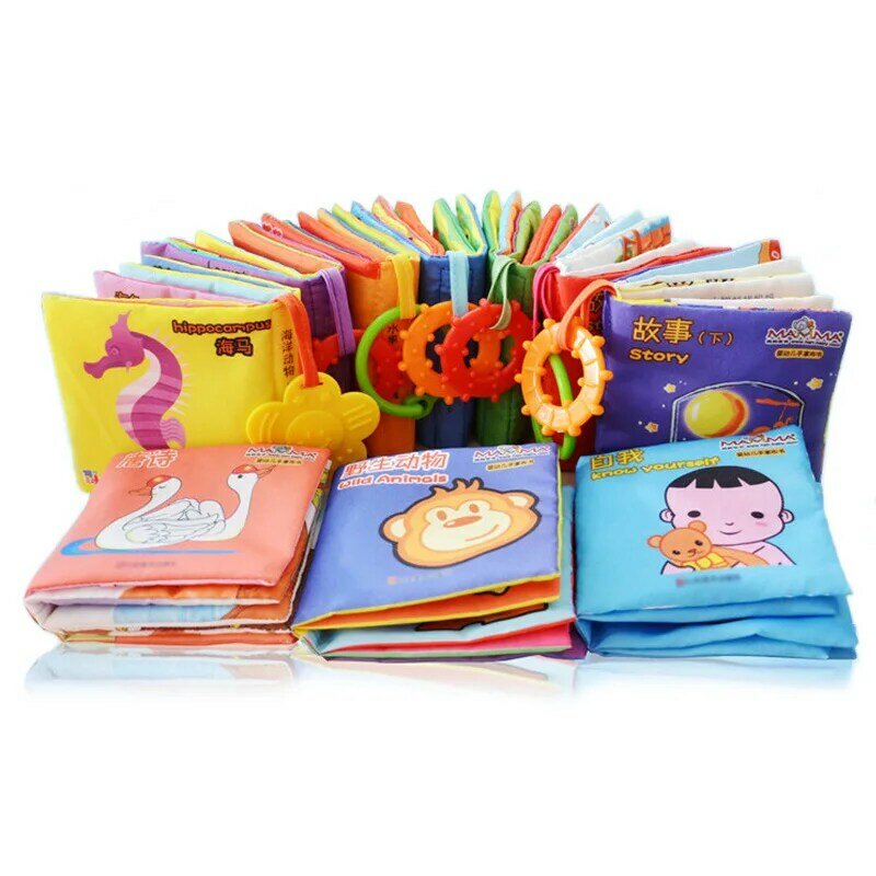 Детская тканевая книга, детские развивающие погремушки, мобильные сенсорные игрушки для новорожденных, детские игрушки 0-12 месяцев