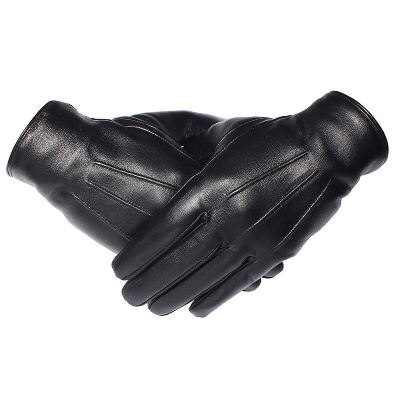2021 Latest Winter Leather Gloves Men Driving Button Warm Mittens High Quality Windproof Waterproof Motorcycle Driving Gloves