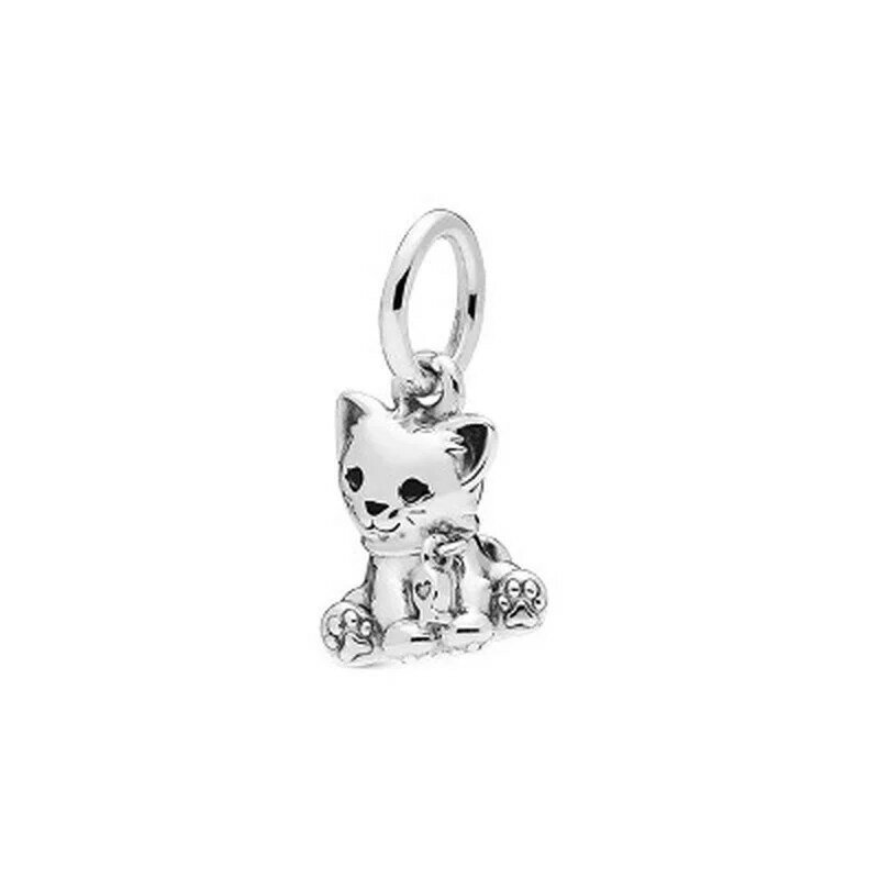 Cuentas de plata esterlina 925 para mujer, accesorio para pulsera Pandora, con diseño de gatito, perro y elefante, hecho especialmente a la moda