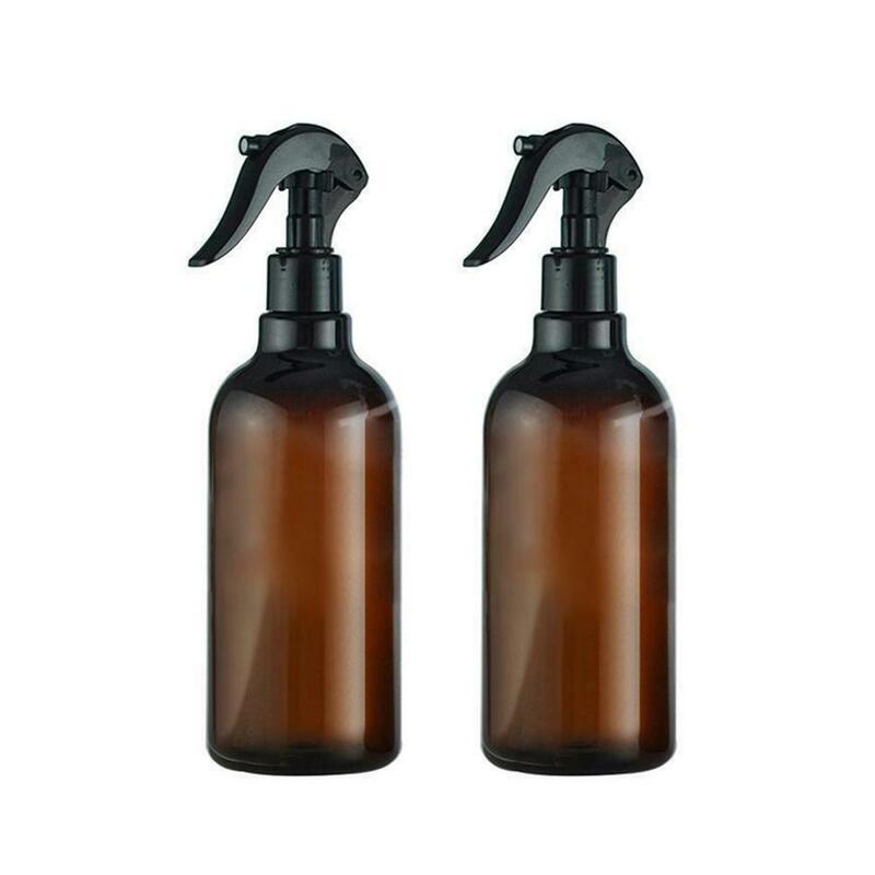 Grandes bouteilles vides en plastique ambre de 500ml avec bouchon de stockage, vaporisateur à gâchette noir pour produits de nettoyage des huiles essentielles