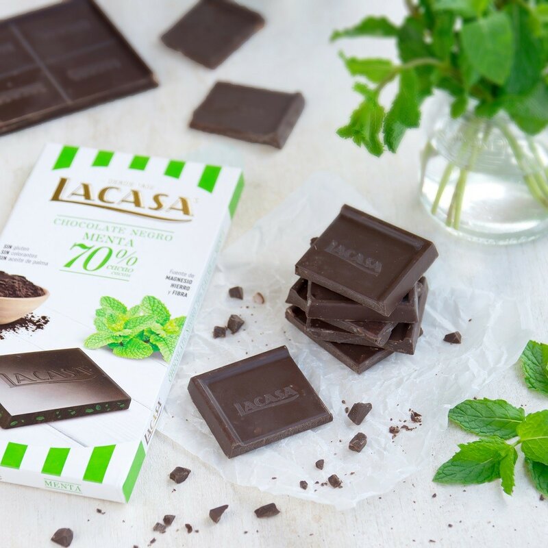 3 comprimés chocolat menthe noire 70% cacao · 100g.