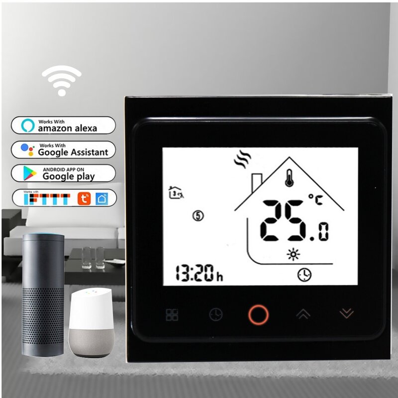アプリケーションによるwifi制御,電気床暖房システム用のプログラム可能なサーモスタット,Google Homeなど,MKBHT-002