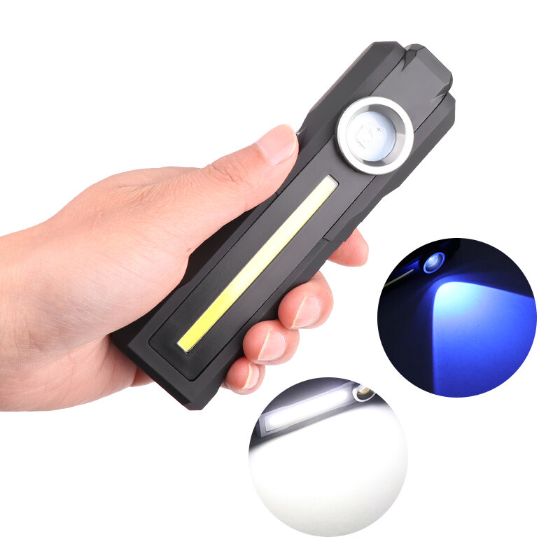 AEFJ Portable 4 Mode COB Flashlight UV/Yellow Torch USB Rechargeable LED Work Light Magnetic XPE Hanging Hook Lamp