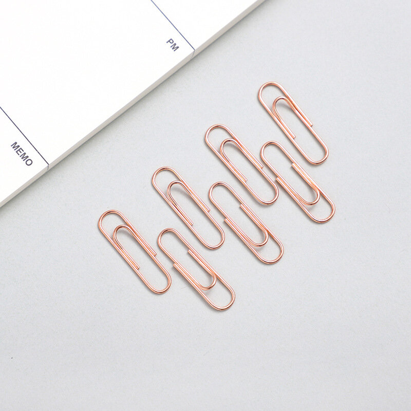 120 pçs/caixa 28mm aço padrão clipes de papel Criativo Nickel plated Rust-proof Rose gold Paper clips Advanceds escritório papelaria