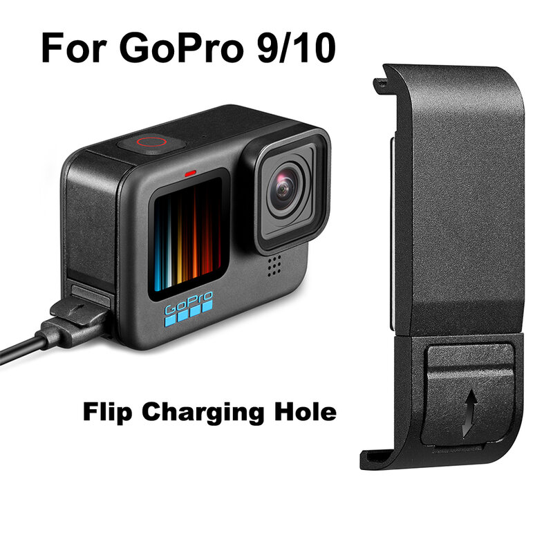 Cubierta lateral de batería 2022 para GoPro Hero 10 9, tapa de batería extraíble negra, puerto de caja de carga para GoPro 9, GoPro 10