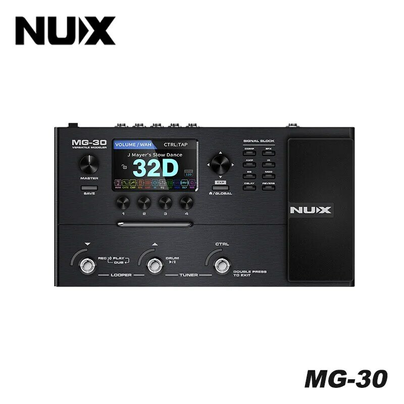 NUX-procesador de guitarra MG-30, efecto de Pedal, preefectos, algoritmo de modelado Amp, MG 30, modelador de postefectos AMP