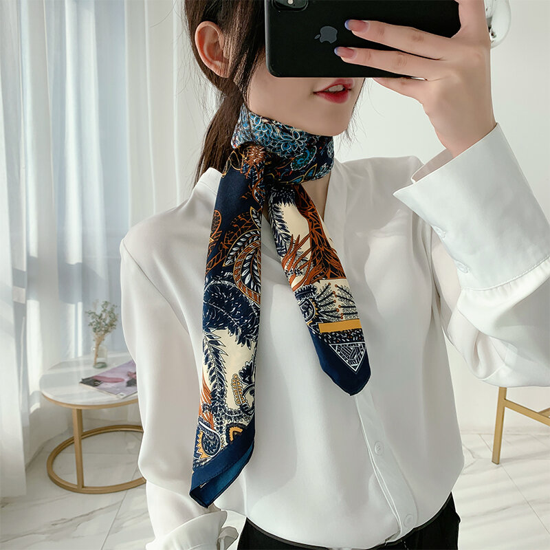 90cm * 90cm sciarpa di Design scialle da donna sciarpa in feltro di seta stampata sciarpa da donna foulard sciarpa quadrata sciarpa avvolgente da donna 2021