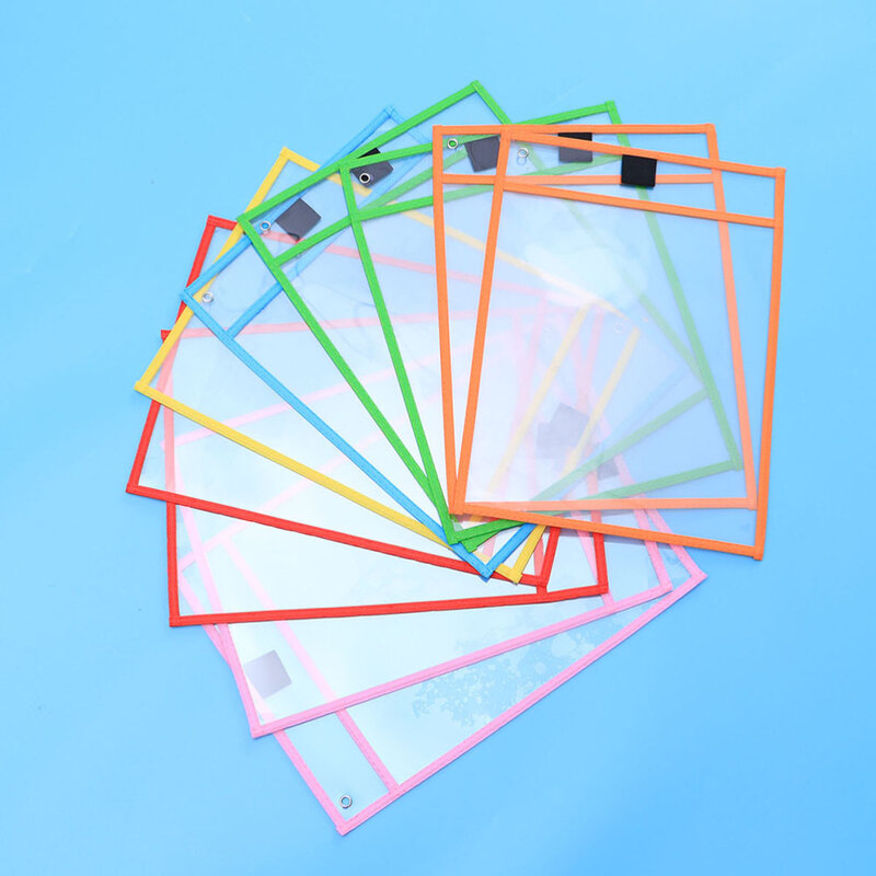 Dry Erase Pockets Reusable Pouches Ticket Sleeve File Holders Pocket Folders Erasable Protector Sheet Paperholder