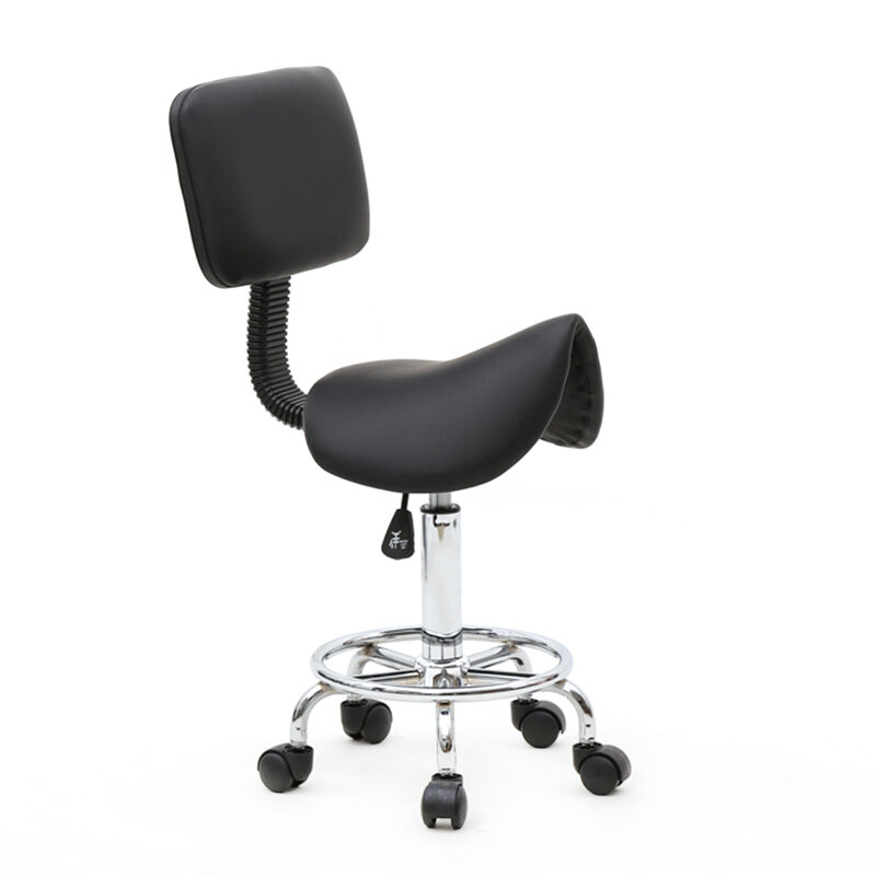 BUYTOO – tabouret de Salon réglable en forme de selle avec dos noir