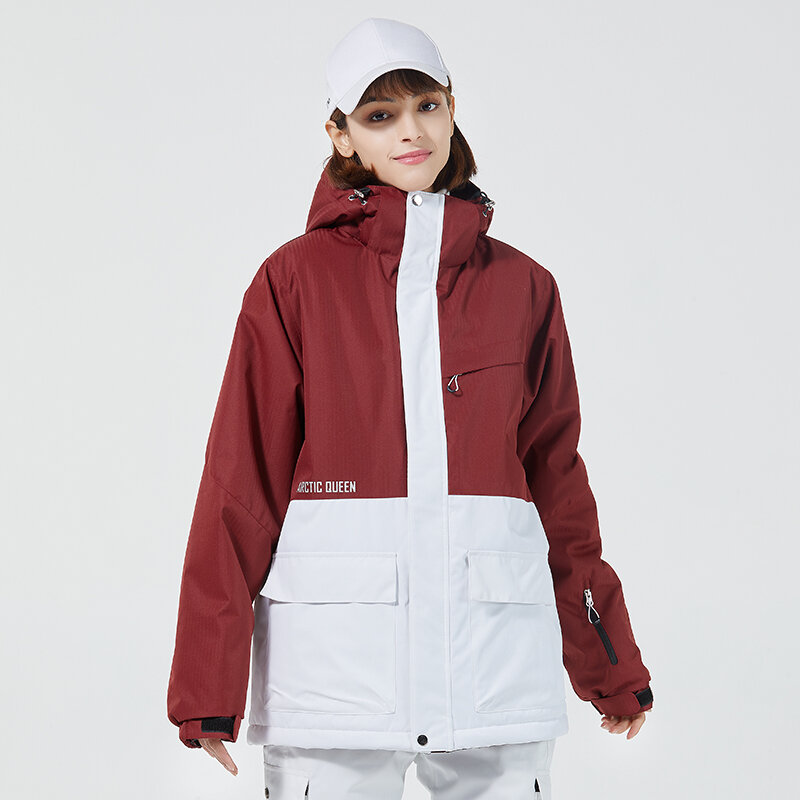 Roupa de esqui de inverno feminina, conjunto de calças à prova de vento com jaqueta de esqui e snowboard à prova d'água-30 graus