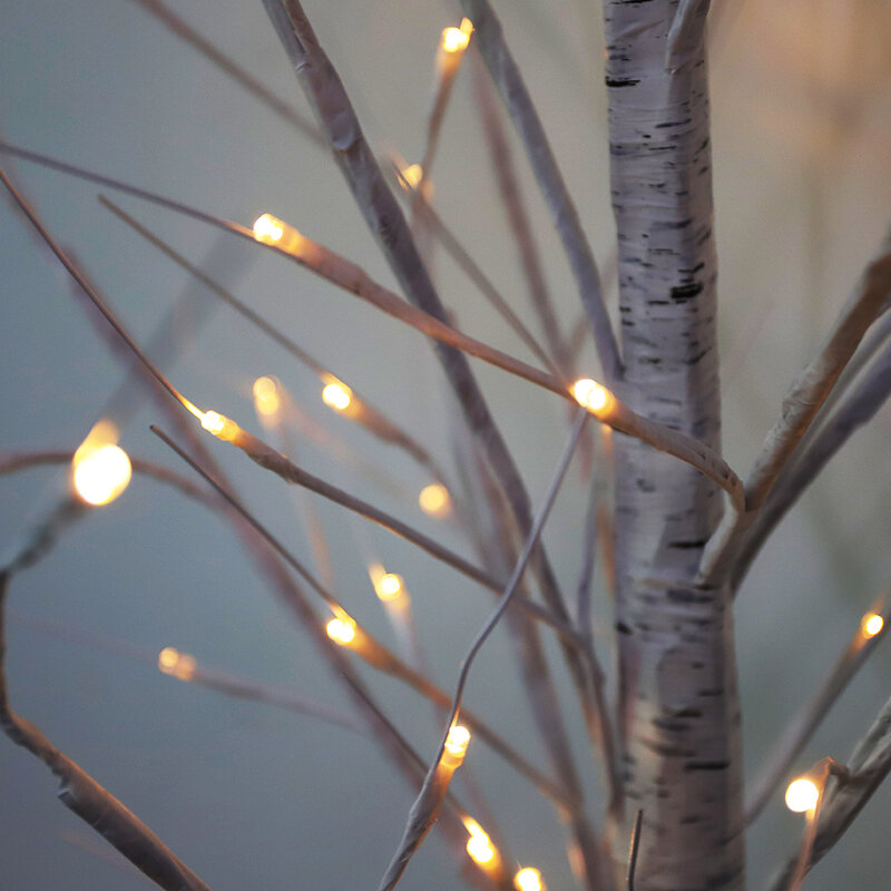 Dekorasi Lampu Pohon Birch untuk Rumah Lampu Malam Hadiah Hari Valentine Dekorasi Kamar Tidur Steker AS UE