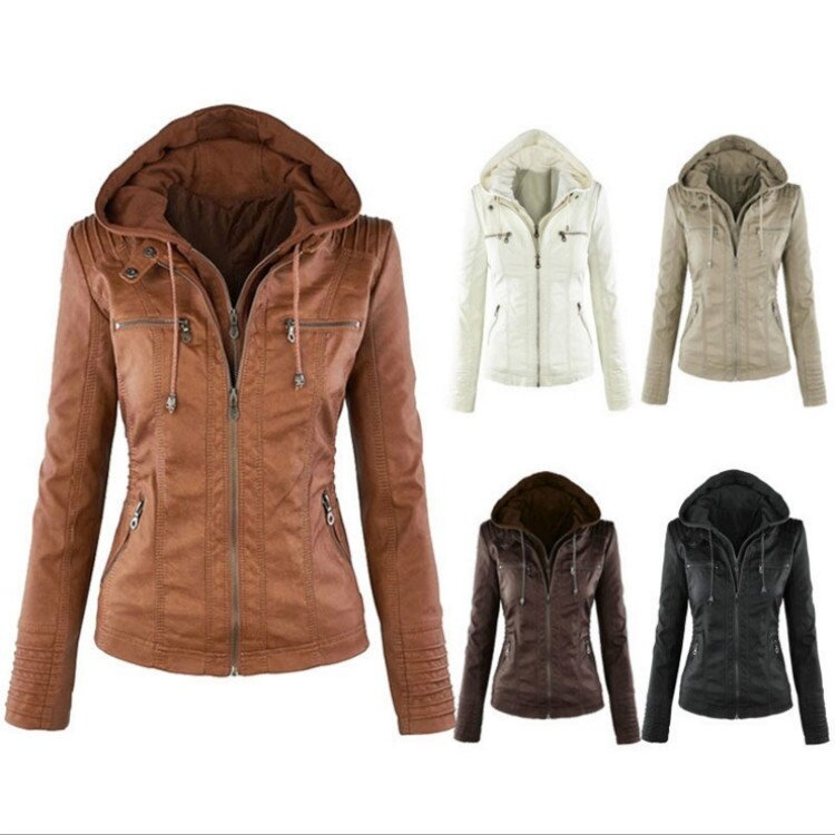 ZOGAA-chaqueta con capucha extraíble para mujer, abrigo de manga larga de piel sintética, Color sólido, con cremallera, Color sólido