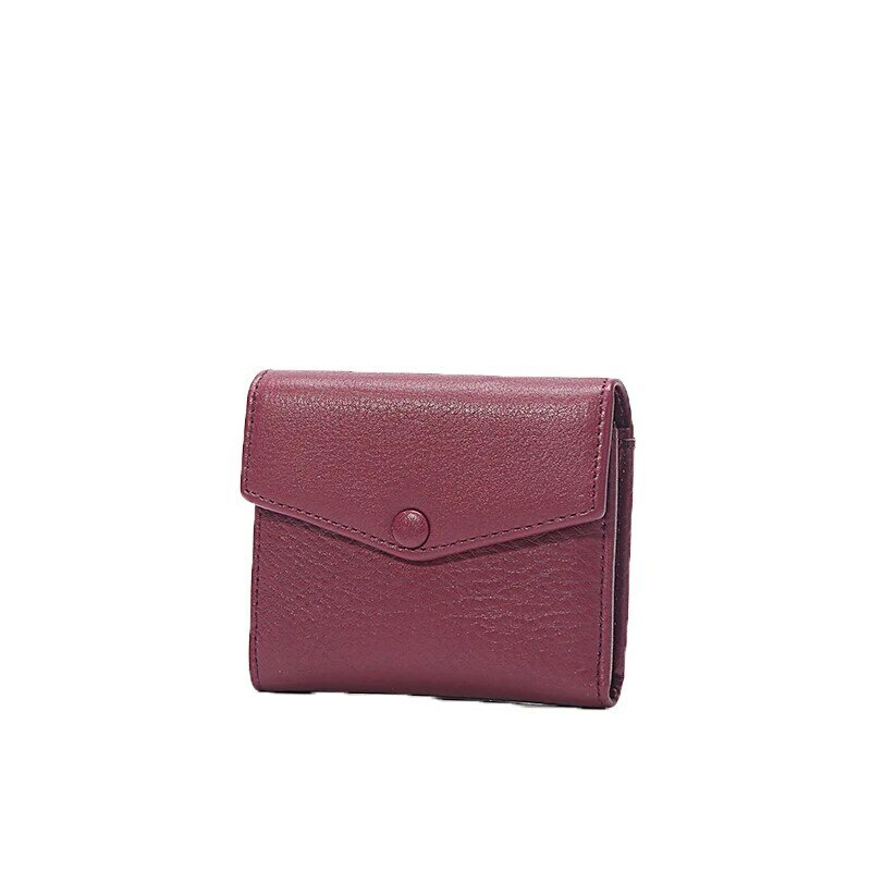 Women's wallet genuine leather first layer cowhide ultra-thin folding small coin purse fashionable atmosphere simple card holder