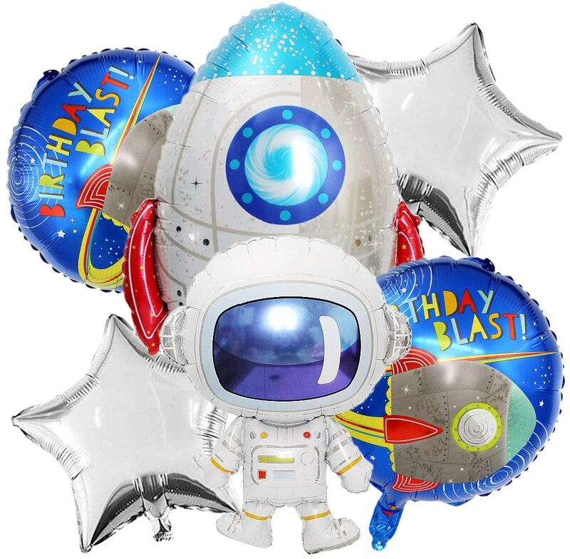 Balon Astronot 3D Balon Ruang Foil Balon Roket untuk Seri Astronauta Universe Dekorasi Pesta Ulang Tahun Anak Laki-laki Luar Angkasa