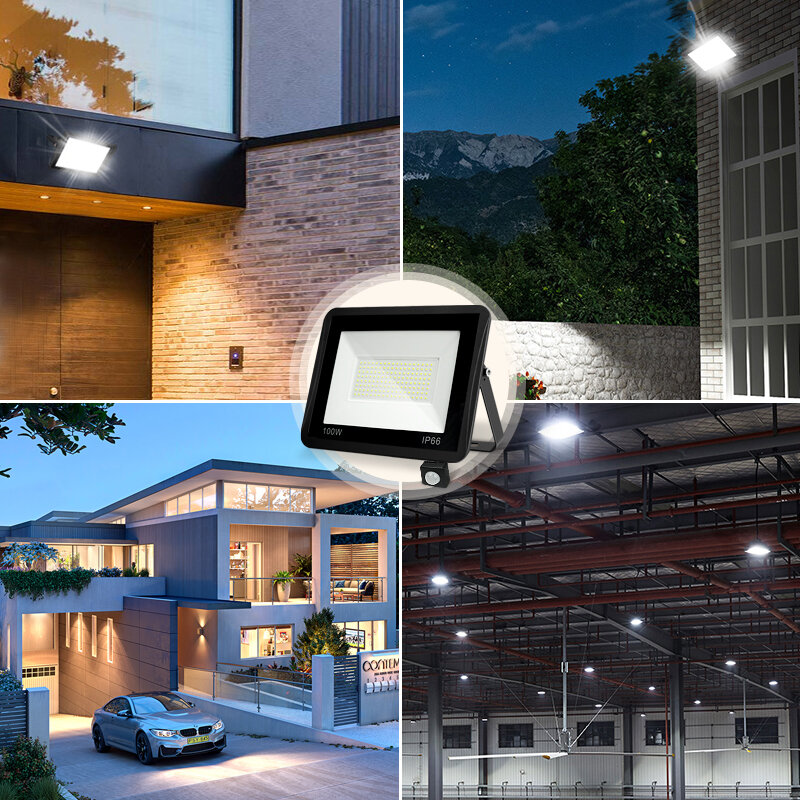 LED 투광 조명 야외 조명, 모션 센서 라이트 포함, IP65 방수 반사판, 야외 스포트라이트 정원, 220V, 30W, 50W, 100W
