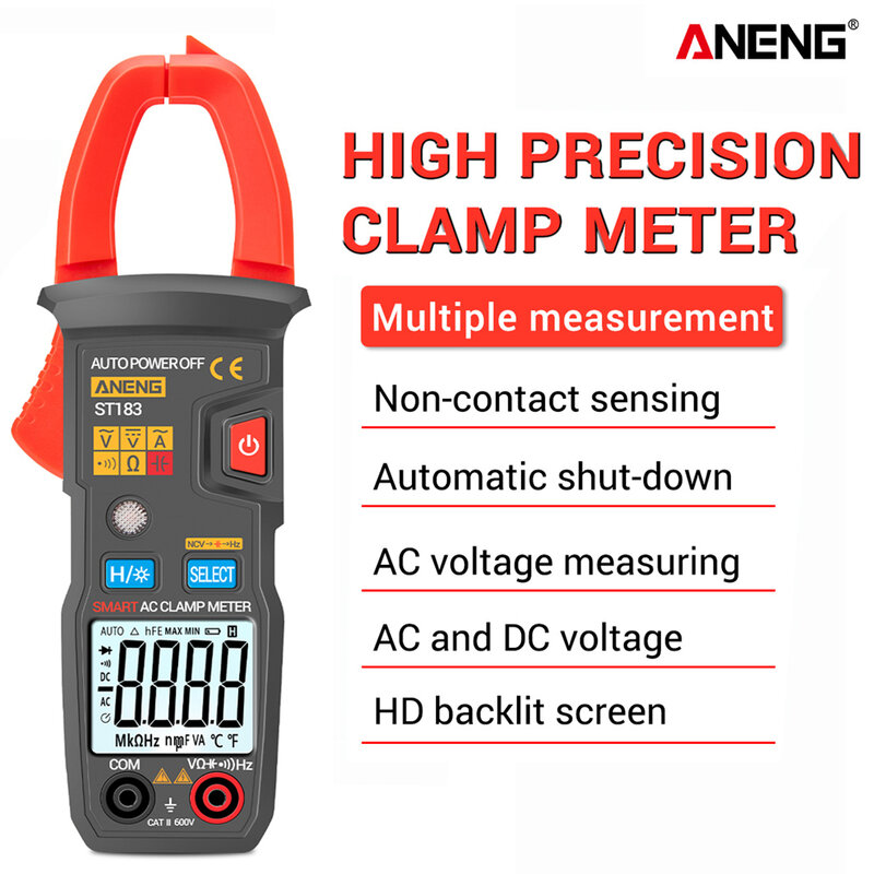 ANENG – pince multimètre numérique ST183, courant alternatif, 6000 points, True RMS, testeur de tension cc/ca, capacité Hz, Tests NCV Ohm