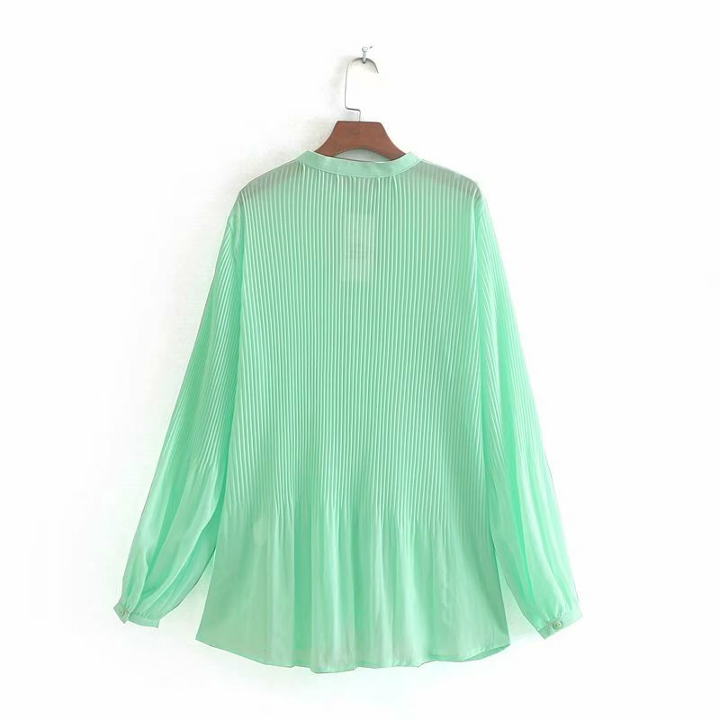 새로운 여성 패션 긴 소매 시폰 pleated 블라우스 셔츠 여성 캐주얼 비즈니스 blusas femininas chemise 탑스 LS3359