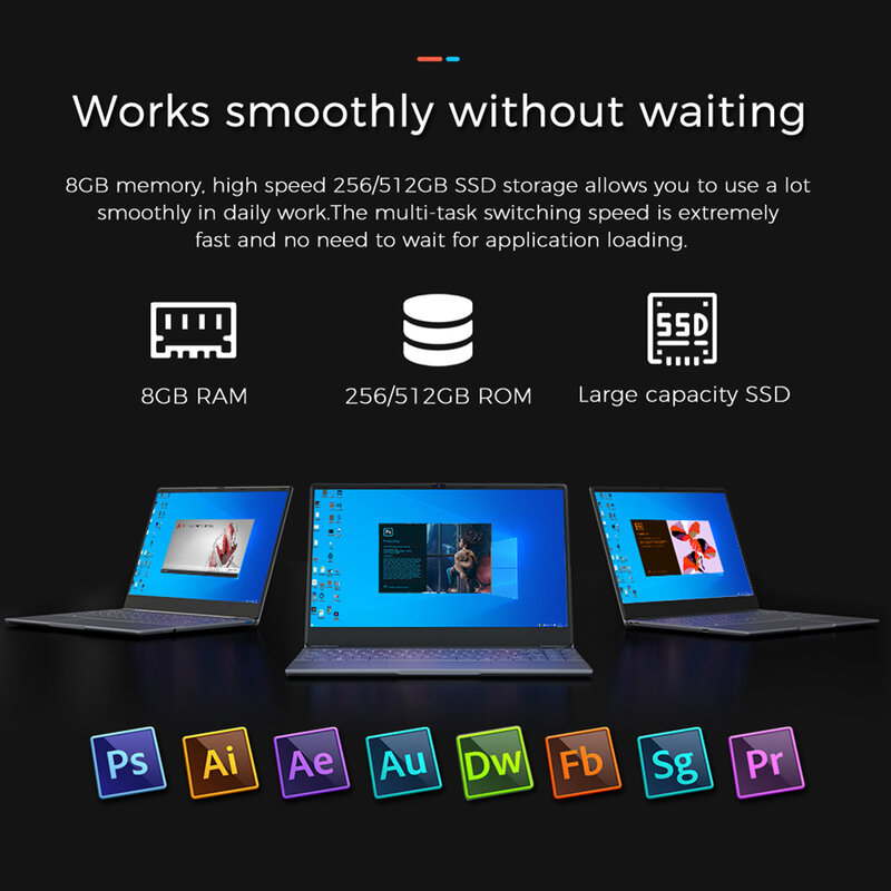 KUU – pc portable K2S avec écran IPS de 14.1 pouces, processeur Intel Celeron J4115, coque entièrement en métal, 8 go de RAM, SSD de 256 go/512 go, de type C