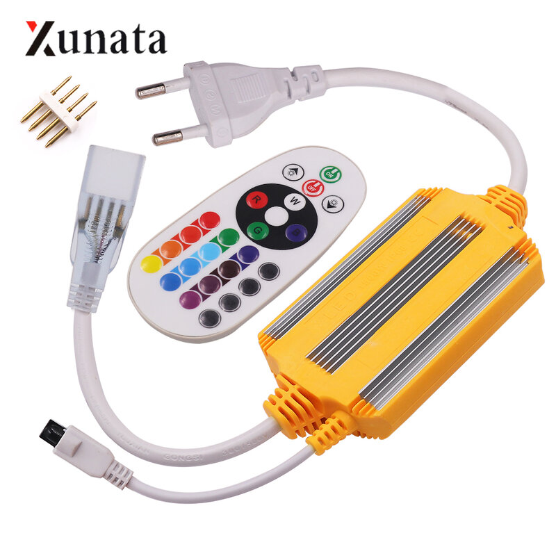 220V 1500W Waterproof LED RGB Controller with IR 24Keys Remote Controller for 2835 5050 LED Strip or Neon Light with EU Plug