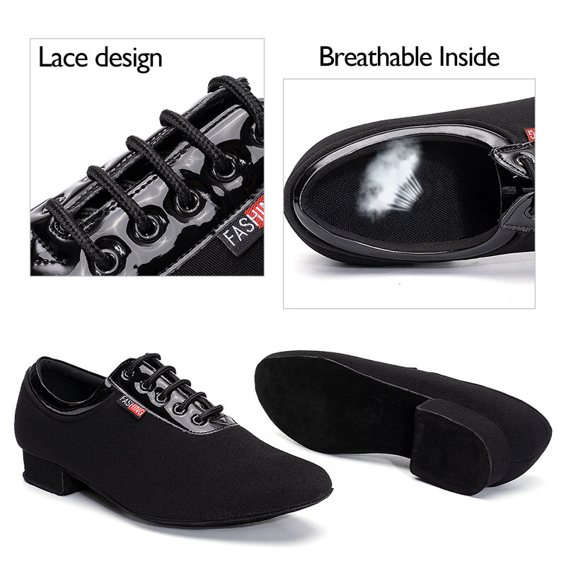 SWDZM – chaussures de danse pour hommes, semelle extérieure fendue en toile noire, compétition de pratique, chaussures de sport modernes