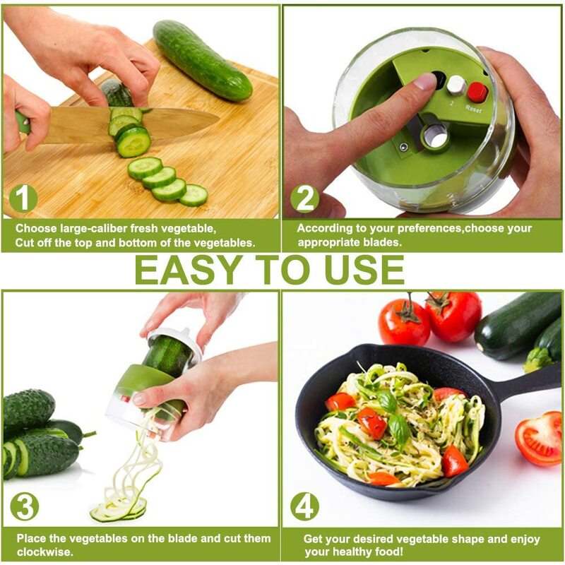 4 in 1 Handheld Spiralizer Gemüse Obst Slicer Einstellbare Spirale Reibe Cutter Salat Werkzeuge Zucchini Nudel Spaghetti Maker