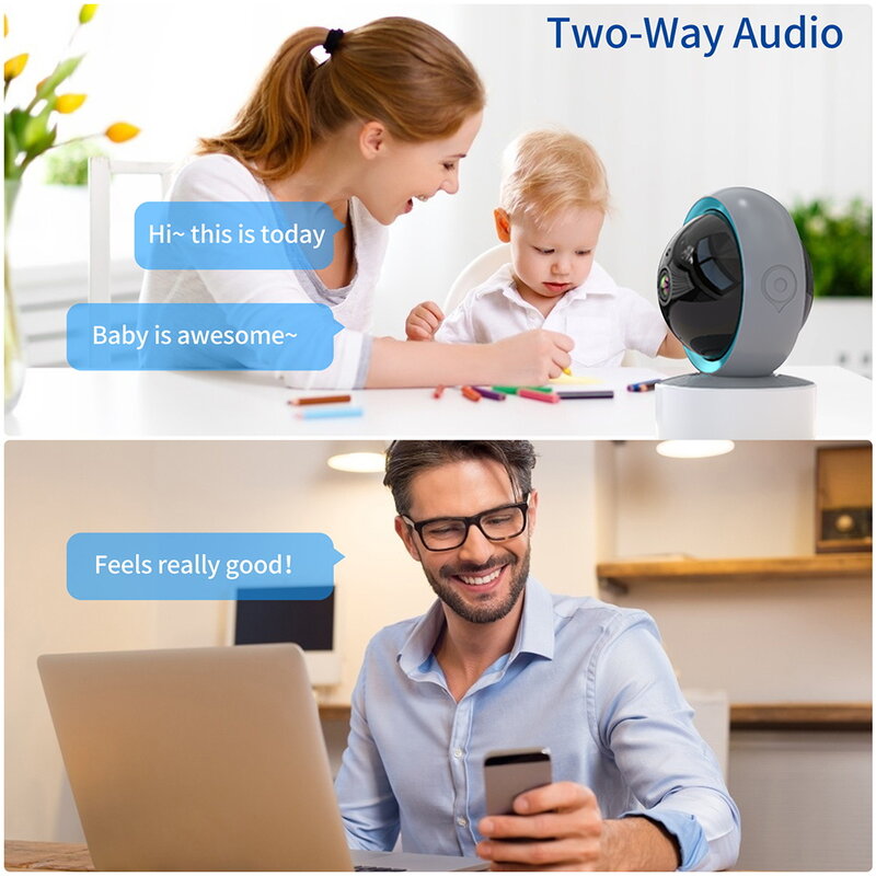 Babyphone vidéo électronique avec caméra HD 3mp, wi-fi, Audio bidirectionnel, Vision nocturne IR, caméra de sommeil IP pour bébé/nounou