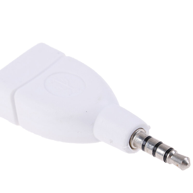 Converter Adapter USB 2.0 Female to 3.5mm Male AUX Audio Car Plug Jack white