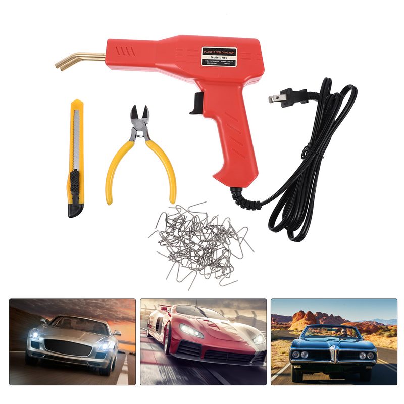 Kit de reparación de parachoques de coche, grapadora caliente práctica, herramienta de garaje, soldador, enchufe estadounidense, 1 Juego