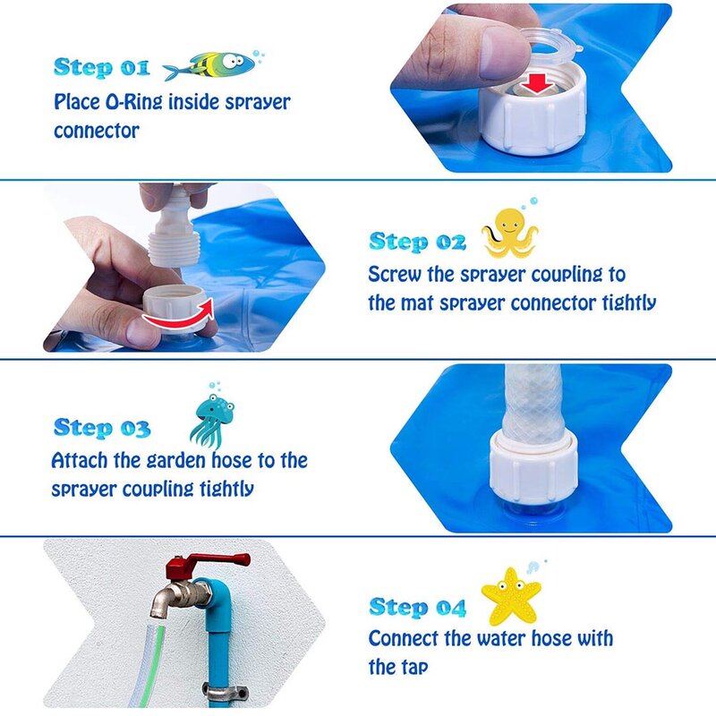 170 Cm Bantalan Air Semprot Tiup Musim Panas Anak-anak Bermain Tikar Air Rumput Permainan Pad Sprinkler Bermain Mainan Bak Luar Ruangan Kolam Renang Mainan